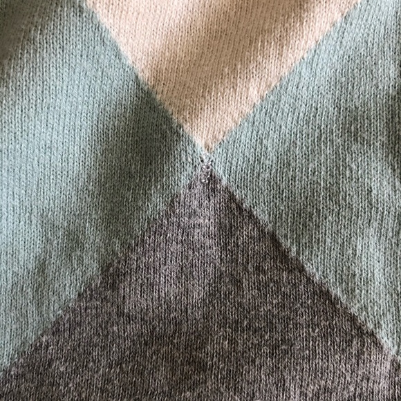 VAN HEUSEN preppy cream & turquoise long sleeve - Picture 6 of 6